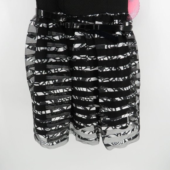 Emily West Girls Black Silver Dress Belted Waist 8 NWT $68 - Picture 3 of 4
